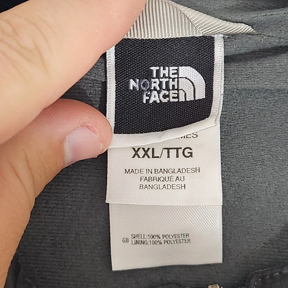 The North Face Mens XXL Grey Black Full Zip Stowable Ripstop Windbreaker Jacket